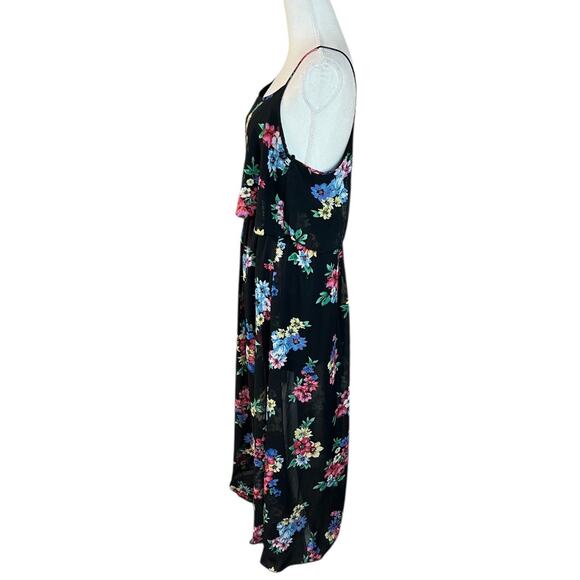 La Scala Black maxi Dress with Floral Accents flowy spring sheer multicolor - Picture 4 of 6
